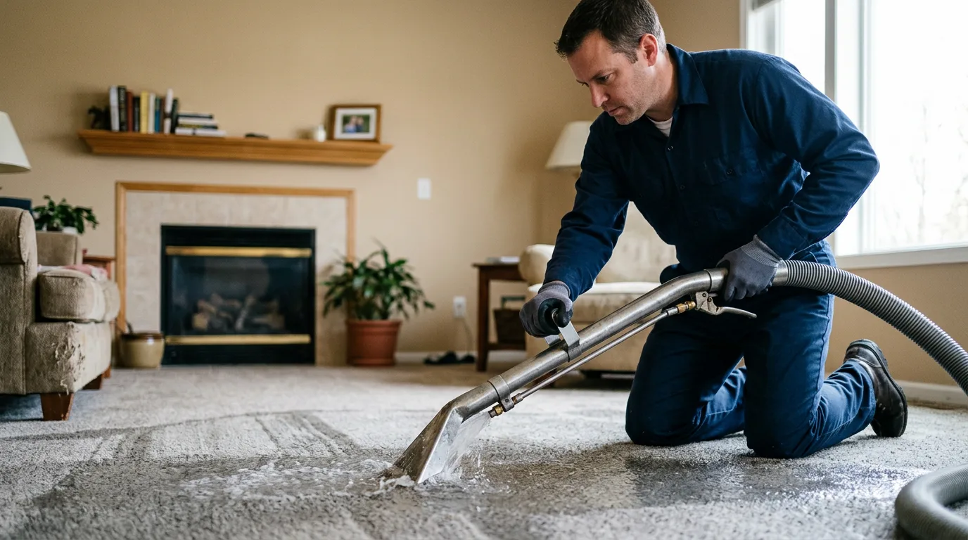 Water damage restoration technician working near Alberta, AL